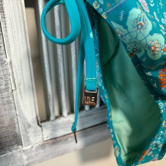 NWOT Seafolly Inka Gypsy Bandeau Maillot One Piece Swimsuit Eden Blue - Picture 4 of 12